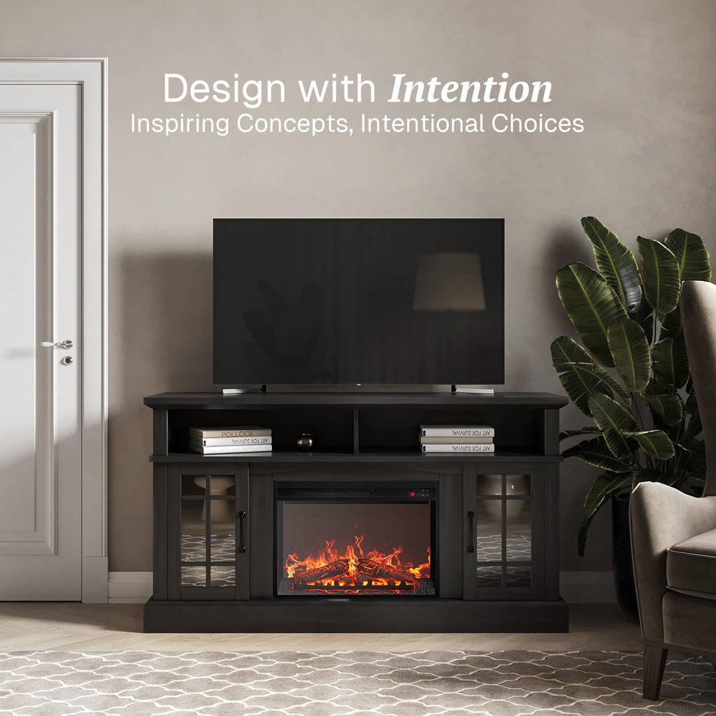 Astorga 58" TV Stand with 23" Electric Fireplace - Rustic Grey