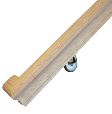 Solid Red Oak Handrail Kit with Wall Returns and Wall Mount Brackets (Matching Screws Included). 6010 Profile