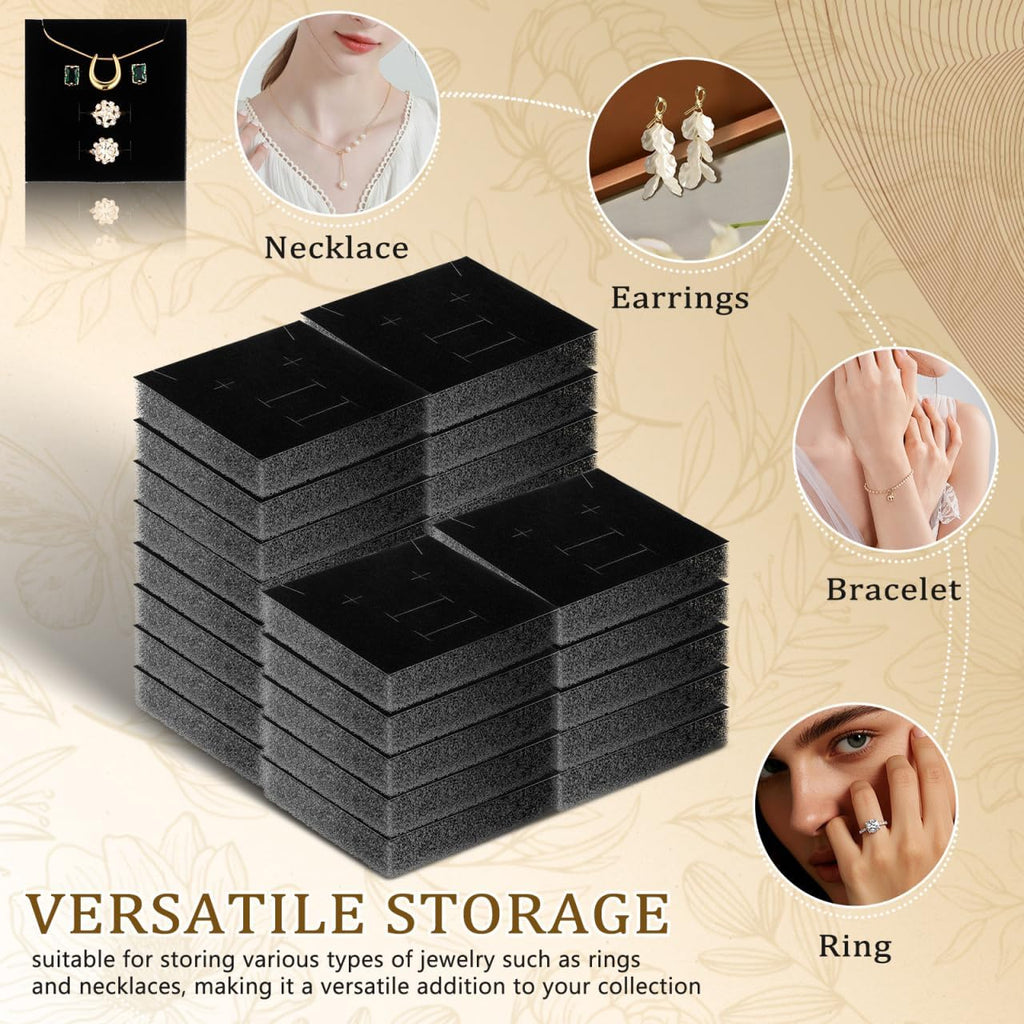 Jewelry Box Inserts: Cuttable Foam Velvet Insert Jewelry Box Liner Lightweight Ring Display Tray for Drawer - Set of 30