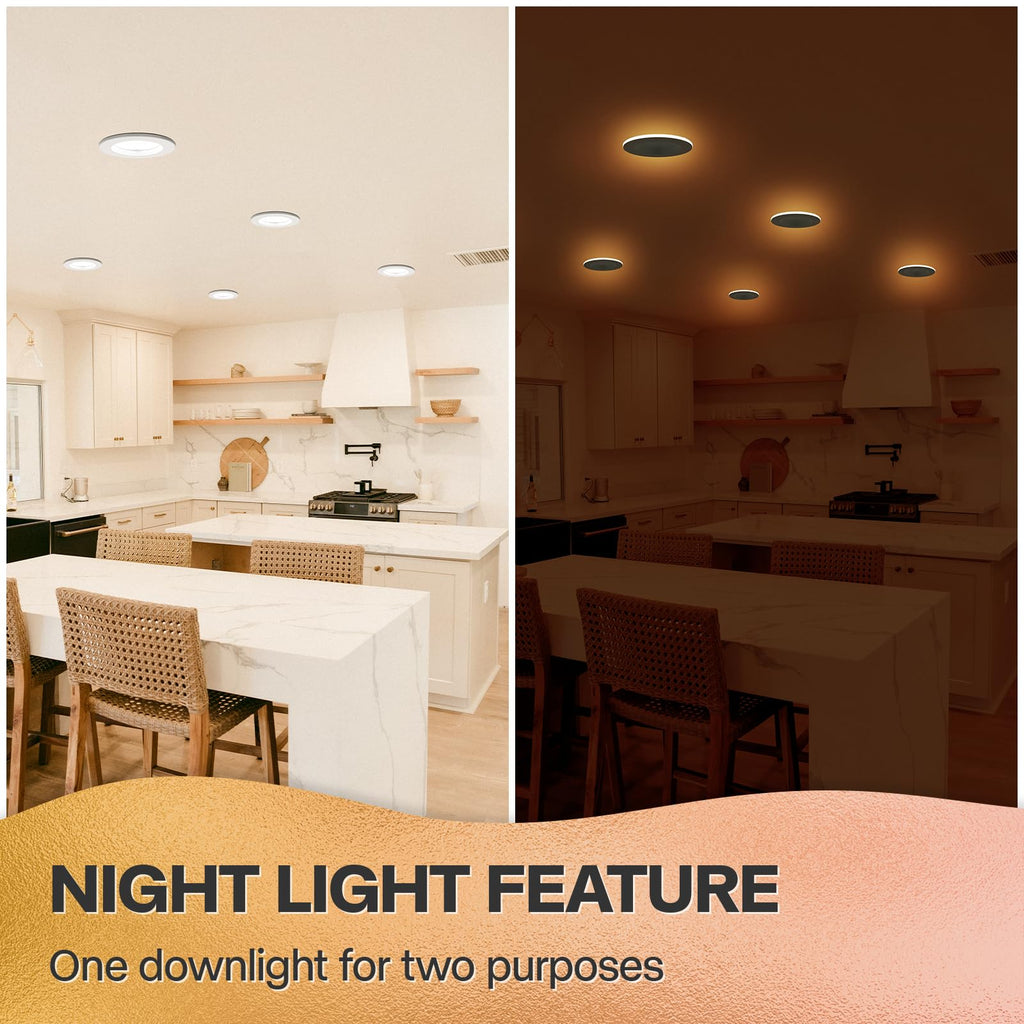 12 Pack 5/6 Inch LED Metal Recessed Lighting with Night Light