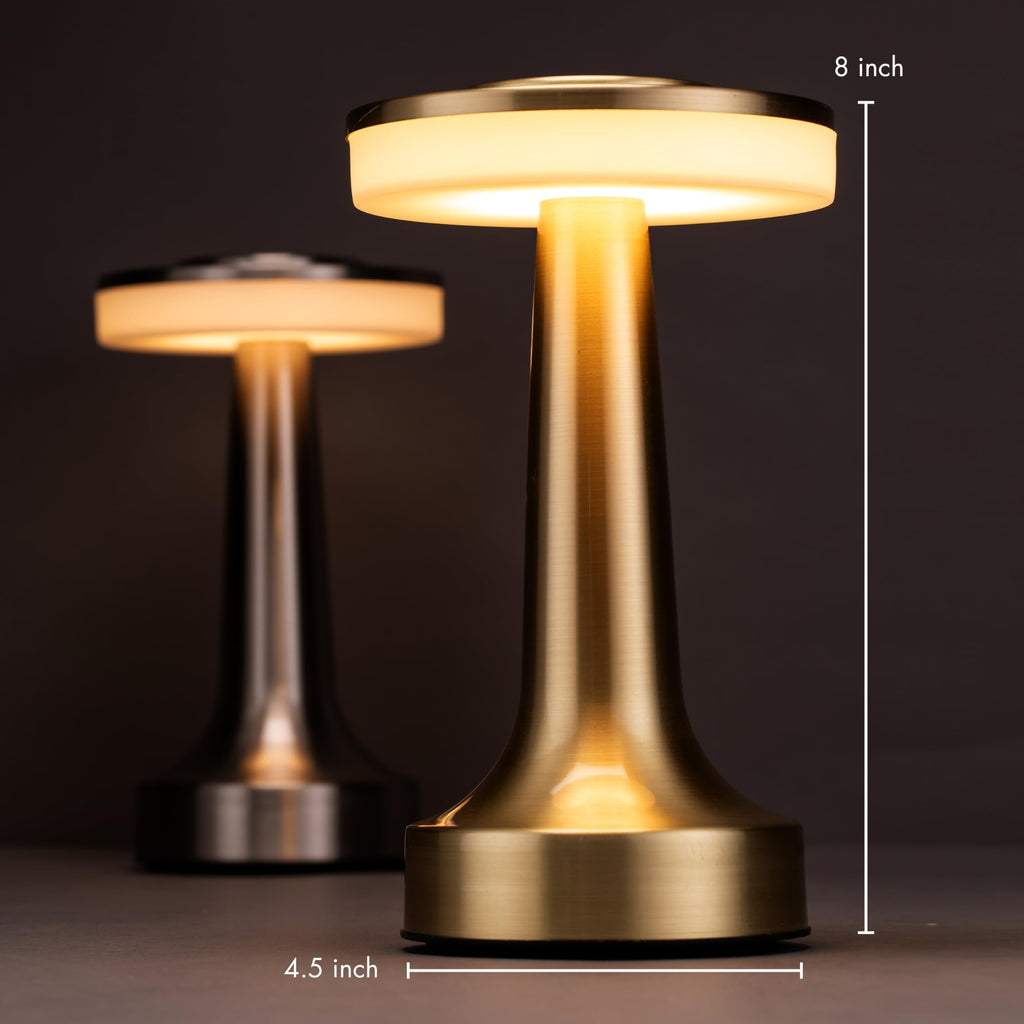 Dome Cordless Rechargeable LED Mushroom Table Lamp, Piano White