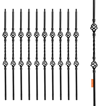 10pcs 44" Wrought Iron Balusters Double Basket Interior Spindles
