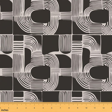 Brown and Beige Fabric By The Yard Bohemian Geometric Waterproof Outdoor Fabrics 3 Yards Mid Century Abstract