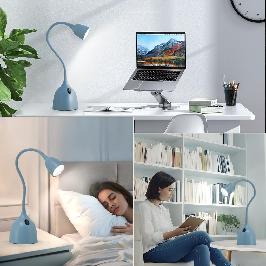 Desk Lamp for College Dorm Room - LED Reading Light, Blue