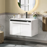 31" LED Floating Bathroom Vanity with Sink - Wall Mounted Modern Vanity with LED Lighting