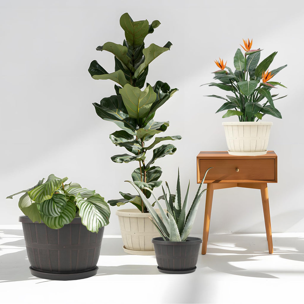 Plant Planters Pots Set of 4 Pack 16 Inch, Large Plastic Flower Pot