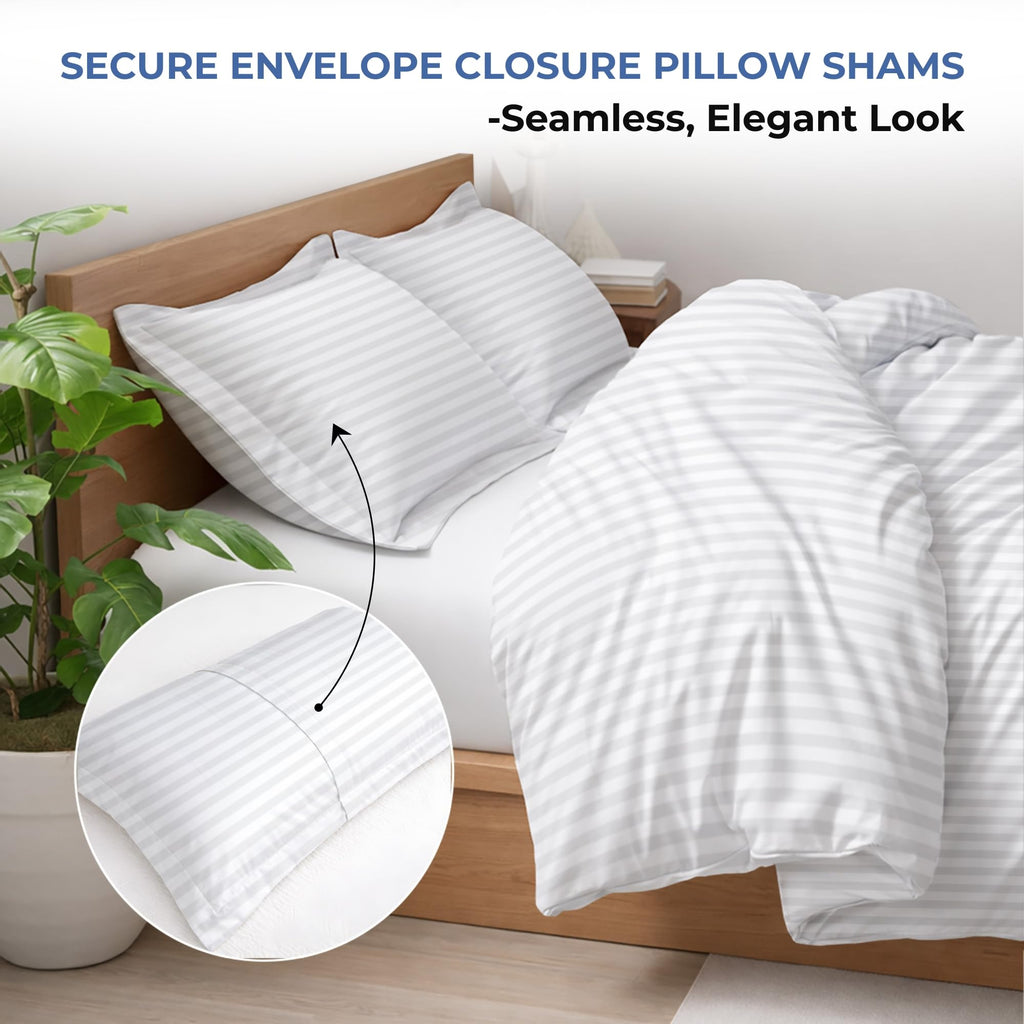 3 Pc Twin Size Duvet Cover Set- 100% Egyptian Cotton 600 TC Ultra Soft Premium Durable Comforter Cover Zipper Closure