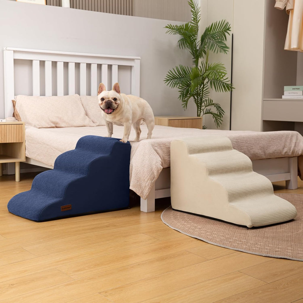 Dog Steps for Bed or Couch, 4-Step Pet Stairs Ramp for Small Dogs