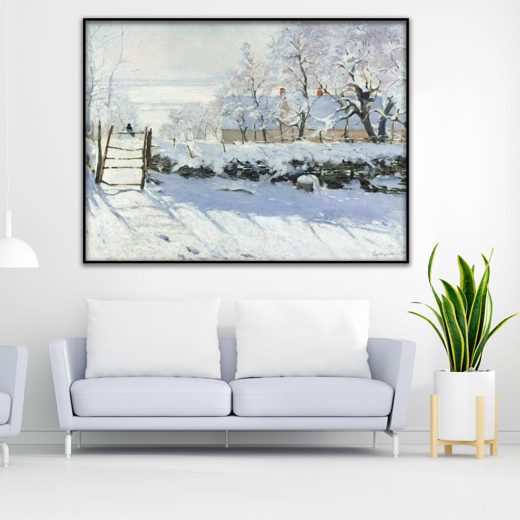 Claude Monet Canvas Wall Art - The Magpie Giclee Print Poster - World Classic Art Reproductions - Famous