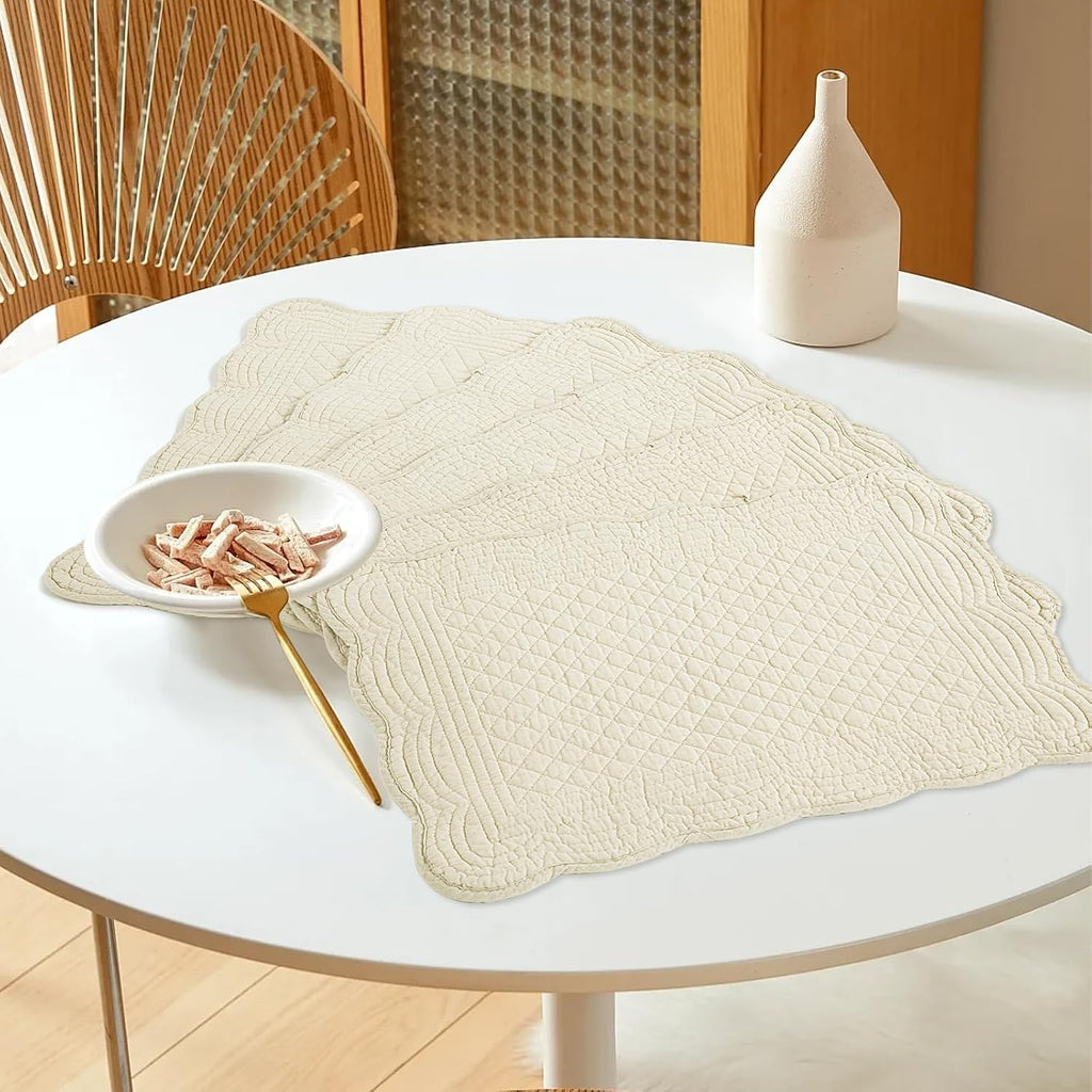 Quilted Placemats Washable-13x18 inches Rectangular Placemats Table-100% Cotton Fabric Rectangular Table - Set of 6