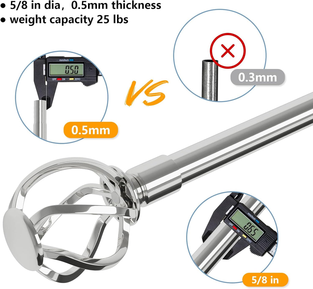 Silver Curtain Rod 30 to 62 inch with Twisted Cage Finials, Decorative Curtain Rods for Windows with Brackets