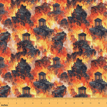 Flaming Fire Fabric by The Yard, Cool Burning Flames Soft Polyester Fabric, Fashion Style No Stretch Fabrics Sewing
