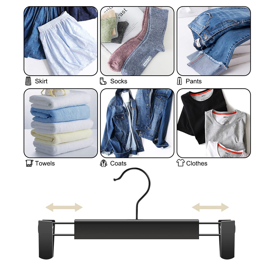 Clothes Pants Hangers, Space-Saving Skirt Holders with 360 ° Swivel Hooks, Adjustable Clips, Trouser Hangers, Clothes