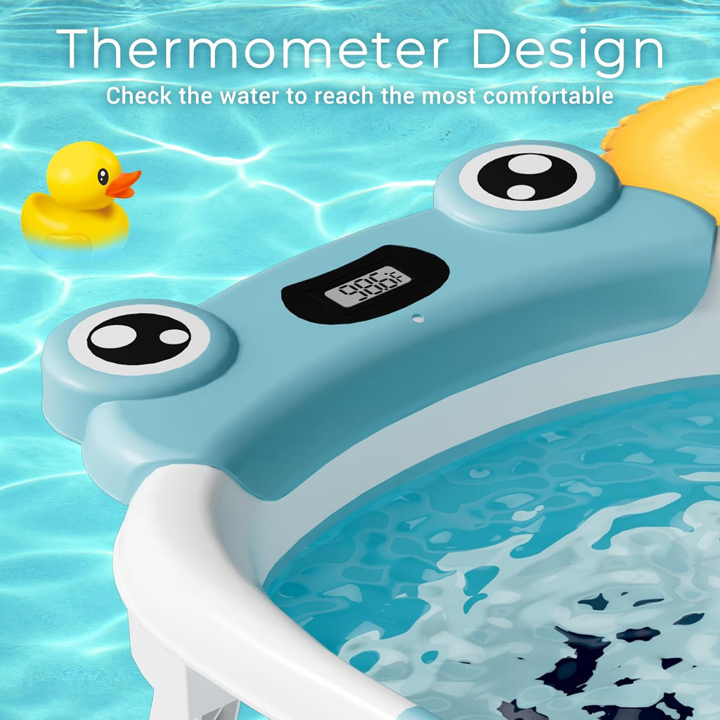 Baby Bathtub, Collapsible Newborn Bathtub for Infant to Toddler with Soft Cushion and Thermometer,Portable Travel