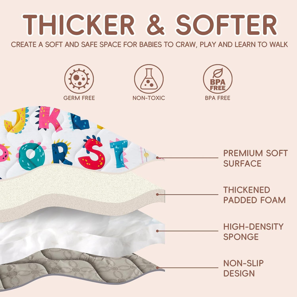 Play Mat - Thicken 71x59 Inch Soft Foam Crawling Mat for Playpen & Floor, Non-Slip Waterproof Playmats for Infants &