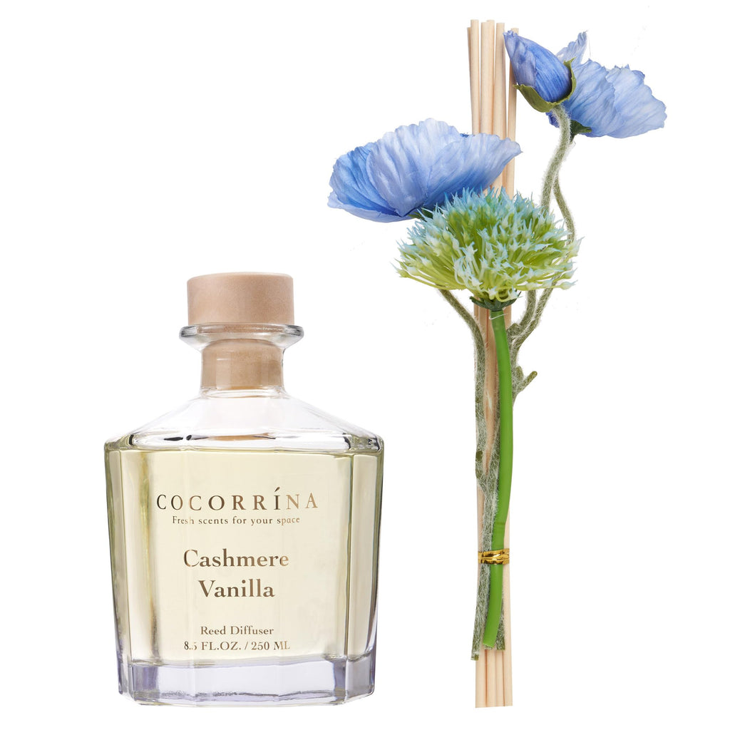 Reed Diffuser - Cashmere Vanilla Flower Reed Diffuser Set with 8 Sticks, Home Fragrance Reed Diffuser Bedroom Office