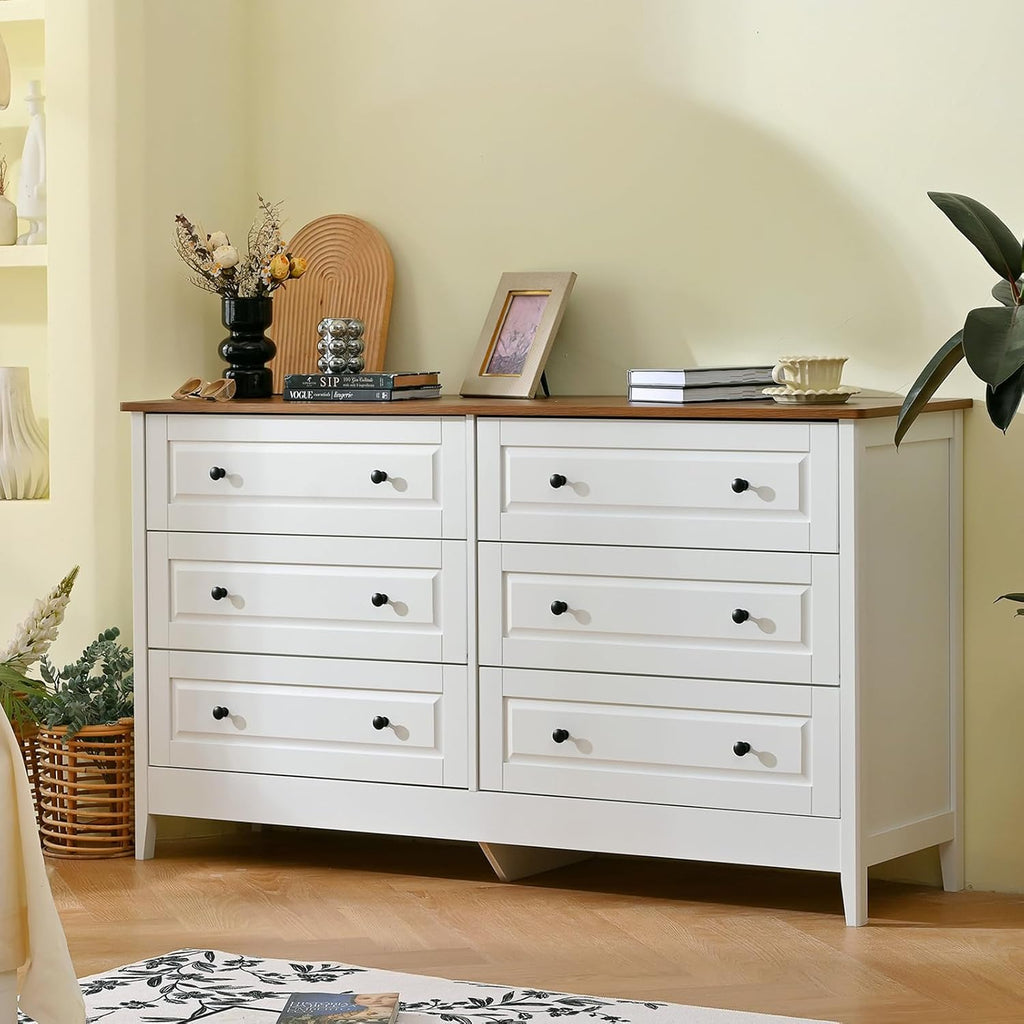 6 Drawer Chest of Drawers Living Room Entryway | Bedroom Furniture Chester, Stylish White Modern Painted Solid Wood
