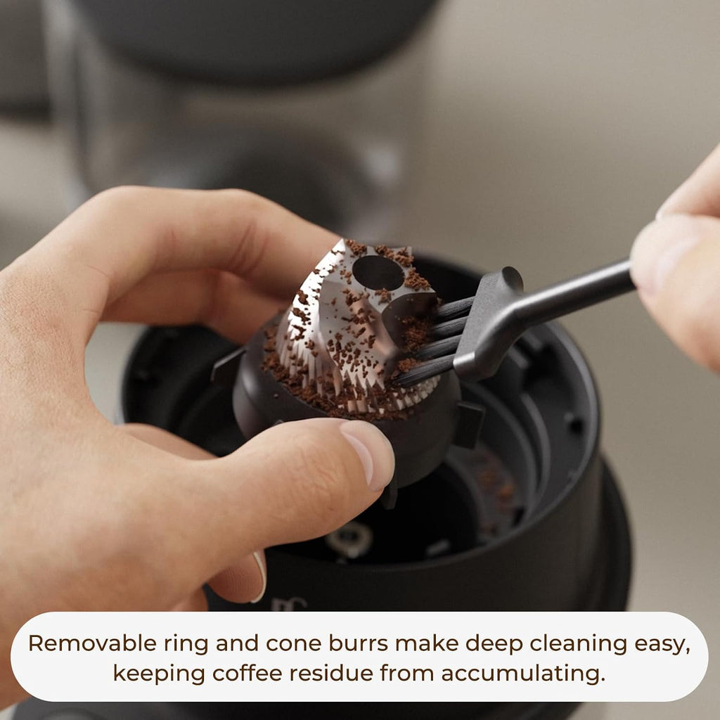 Conical Burr Coffee Grinder with 60 Settings and Touch Screen | 1-60s Timer & 1-8 Cup Dosing, Anti-Static, Removable