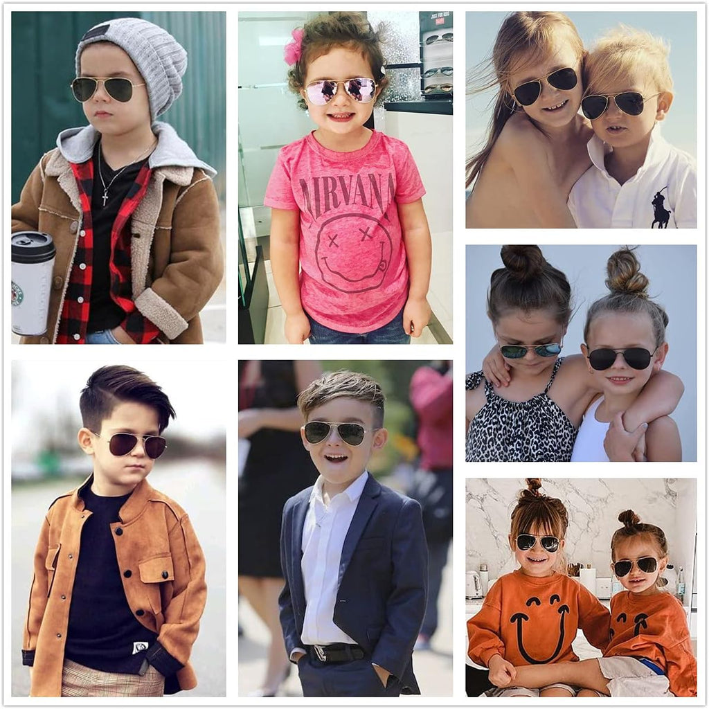 Kids Polarized Aviator Sunglasses for Little Girls Boys Juniors Teenagers, Two Sizes 50MM 52MM