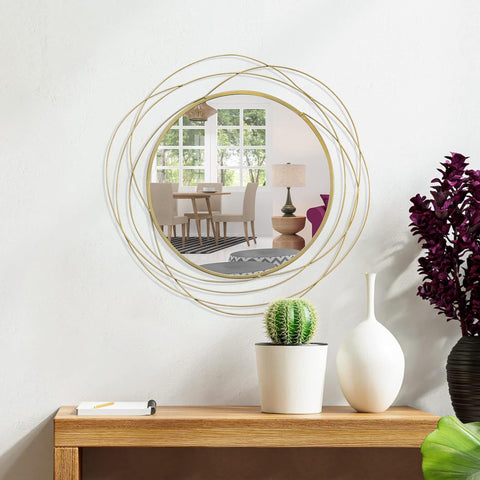 Wall Mirror Mounted Round Decorative Mirrors Circle Vanity, Living Room or Bedroom (Gold1)