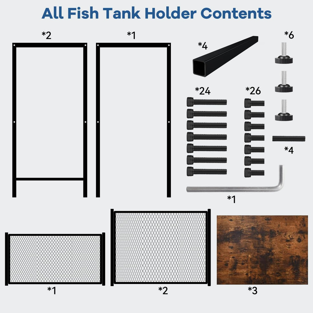 20-30 Gallon Fish Tank Stand, 31.5" L x 15.7" W x 31.4" H, Black