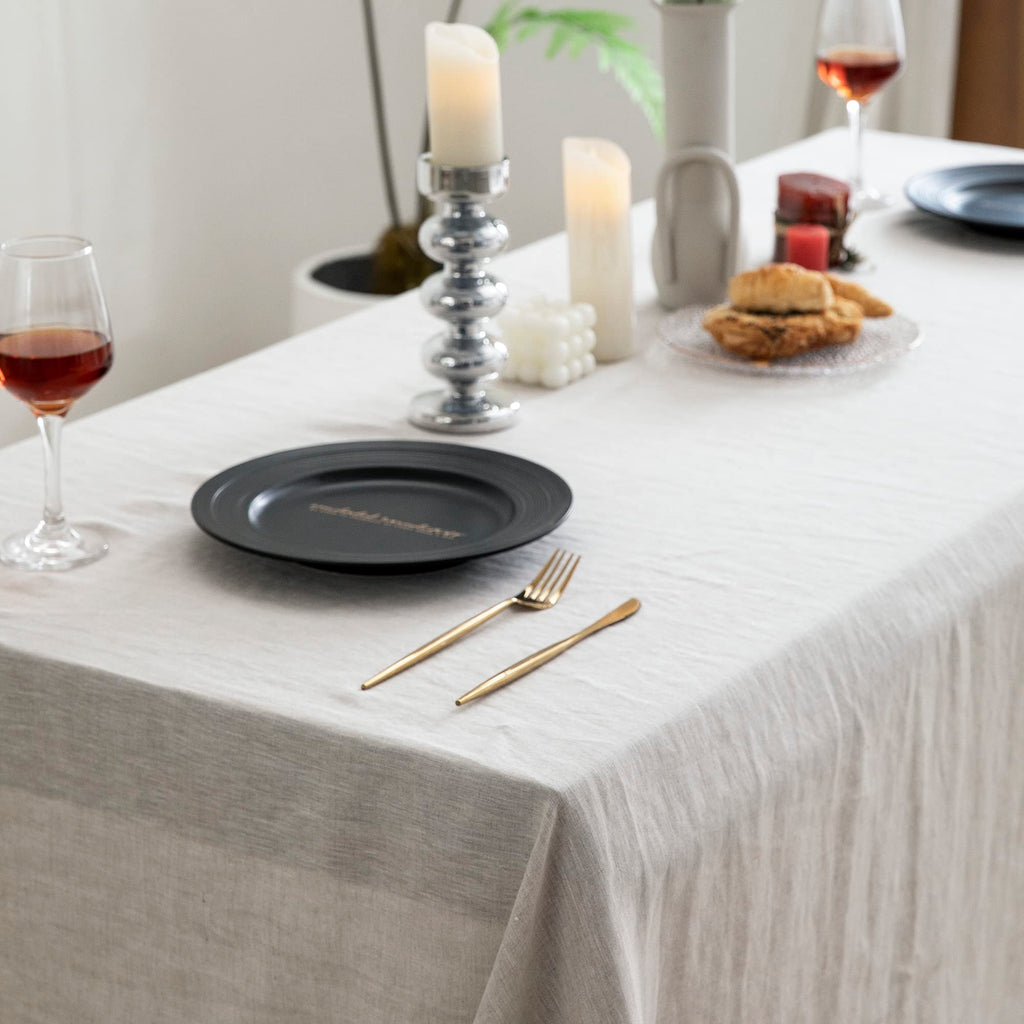 100% Pure Linen Rectangle Tablecloths 120LX60W Inch for Dining, Buffet Parties, Picnic, Events, Weddings and