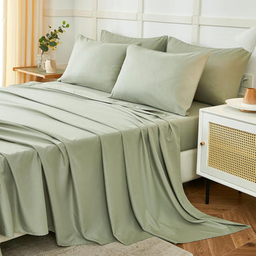 Sheets Set 6 Piece,Hotel Luxury Super Soft 1800 Series Microfiber Bed Sheets Set-Wrinkle Free &