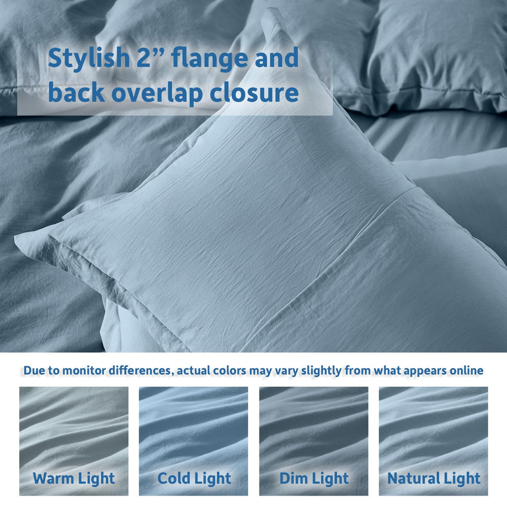 Prewashed Duvet Cover Set, Stone Blue
