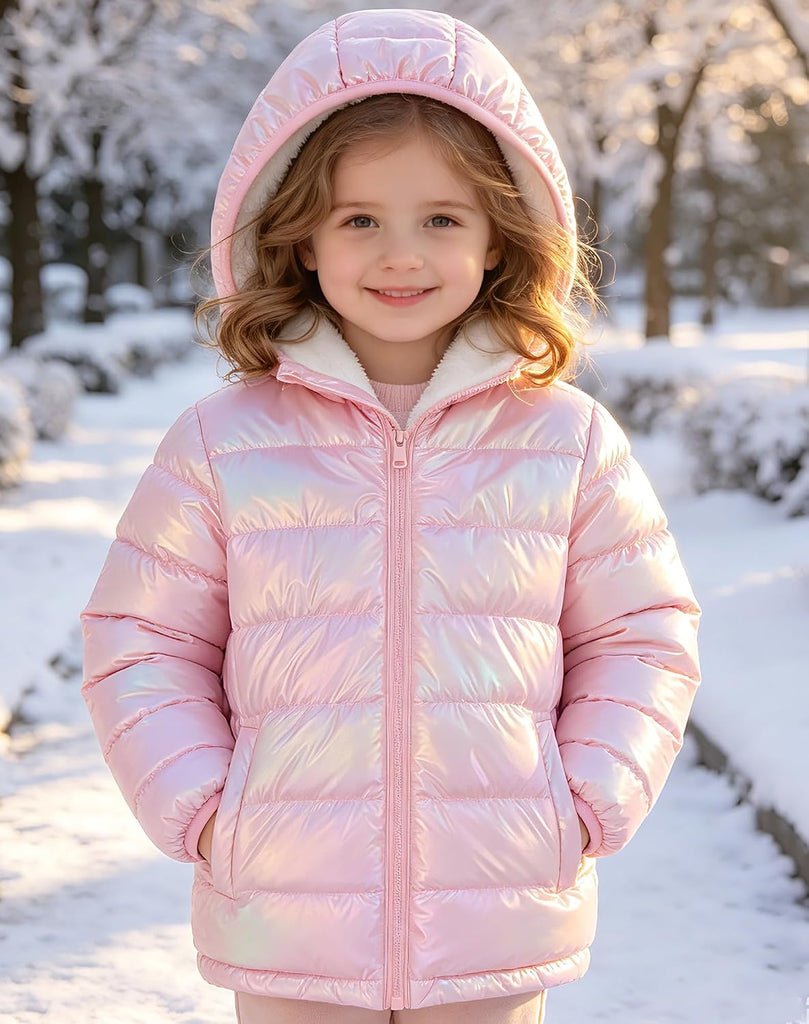 Girls Hooded Puffer Jacket Warmth Padded Winter Coat