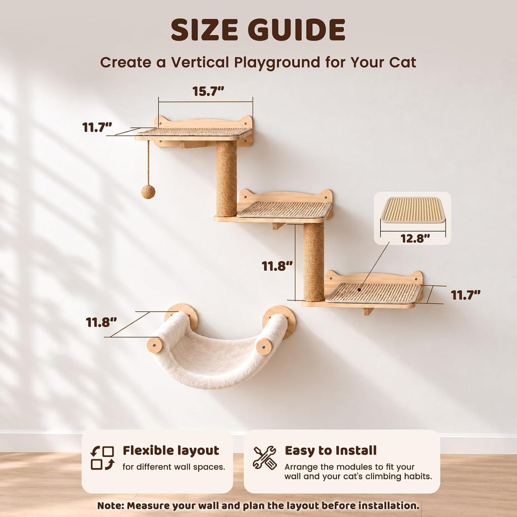 Cat Wall Shelves Wall Mounted Cat Climbing Set
