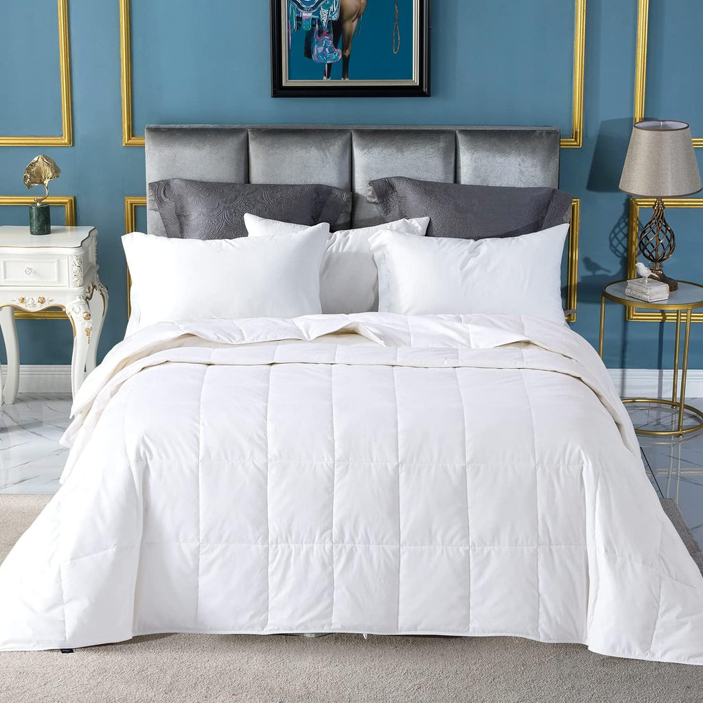 Summer Down Comforter Blanket Queen, Extra Lightweight Duvet Insert for Hot Sleepers
