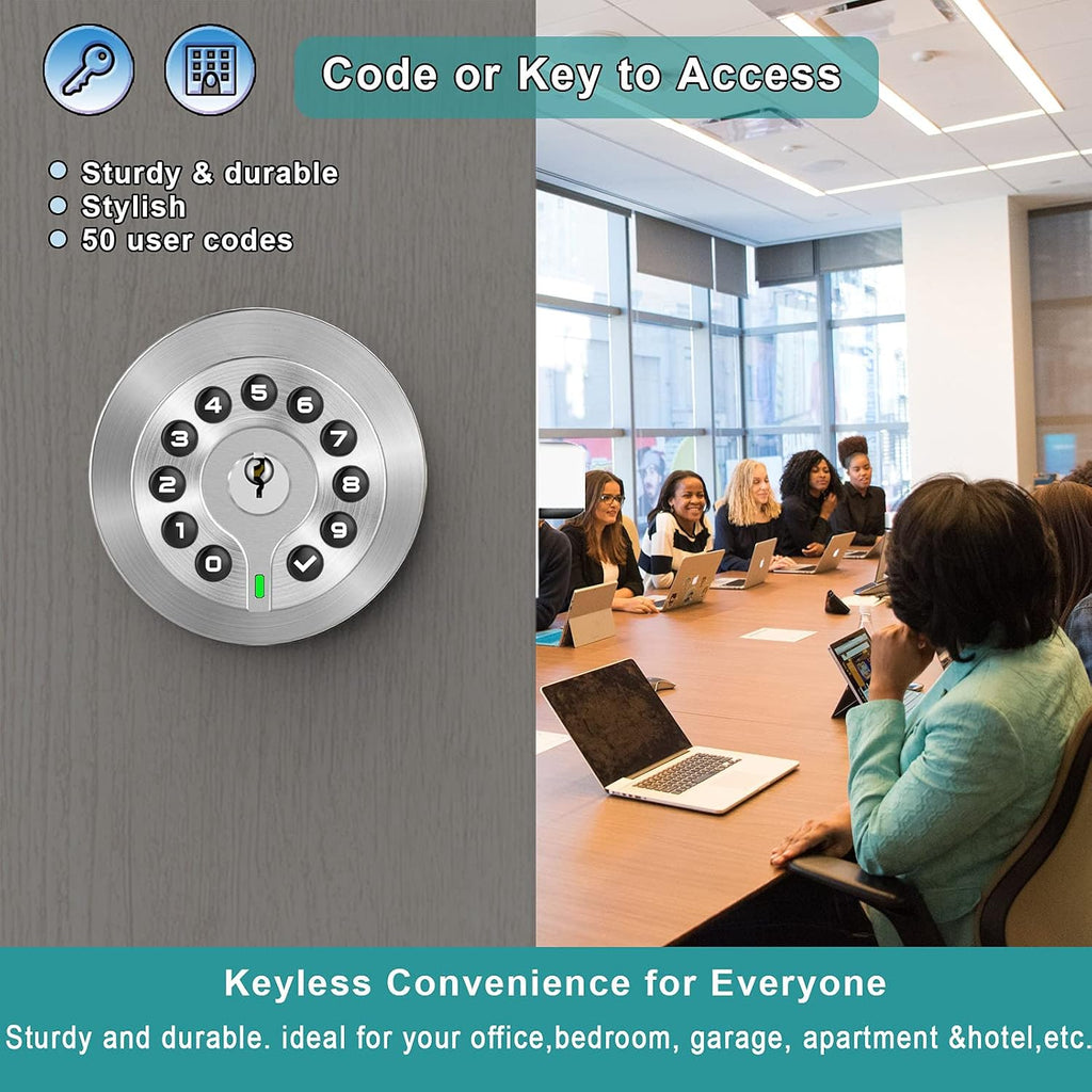 Keypad Door Knob with Key,Keyless Entry Door Lock, Code Locks Door Knob, Auto Lock,50 User Code,Garage,Not Deadbolt