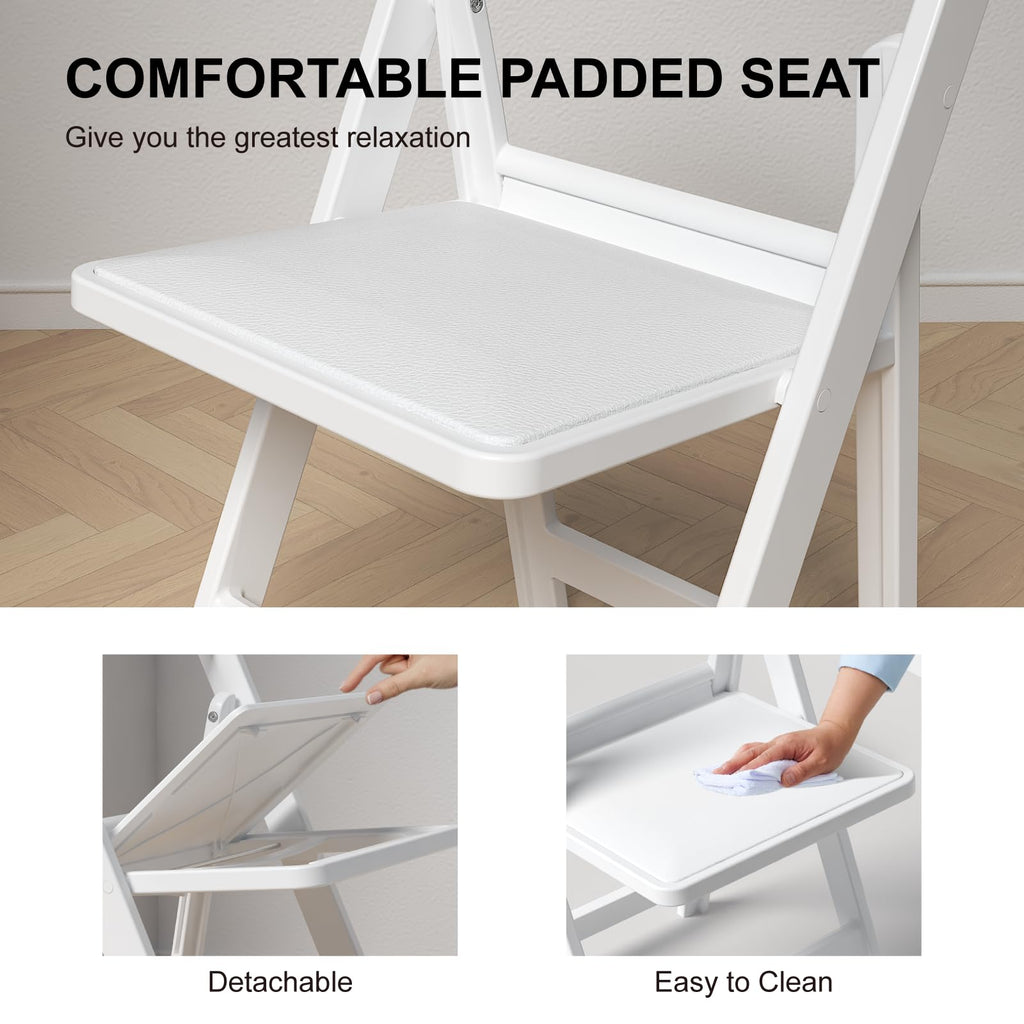 100 Pack Resin Folding Chairs with Cushion for Wedding, Party, School
