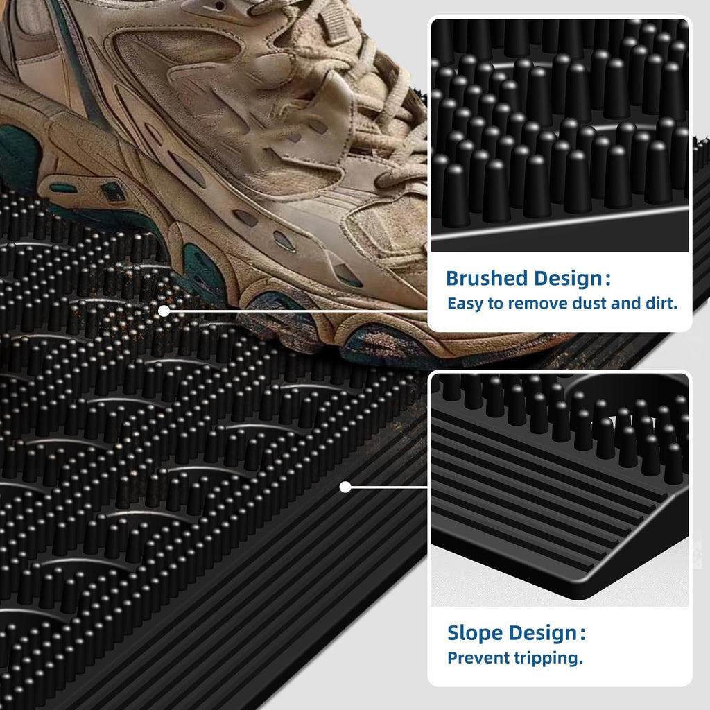 Front Door Mat, 17" X 29.5", Black, Heavy Duty Dirt Trapping | All Weather Waterproof Non-Slip Drainage Welcome