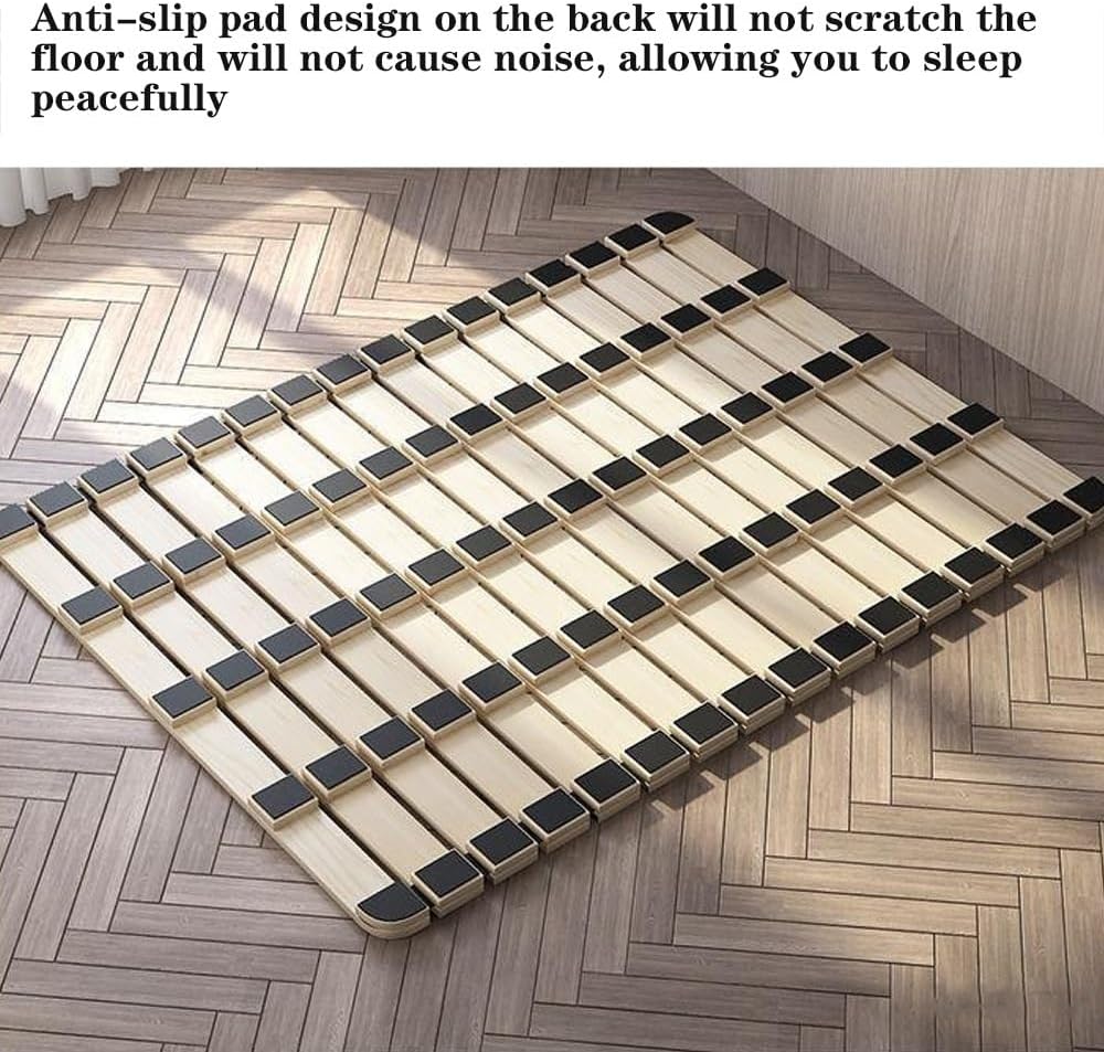 Solid Wood Bed Plate Bed Frame, Roll-Type Slatted, Floor Sleeping Frame, Foldable Futon Frame, Floor Futon Mattress