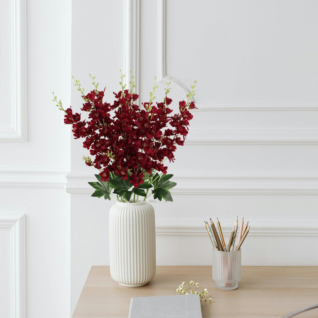 Artificial Flowers, 8PCS Silk Larkspur Flowers 33.5'' Long Stem Burgundy Flowers for Tall Vase Home Wedding Garden