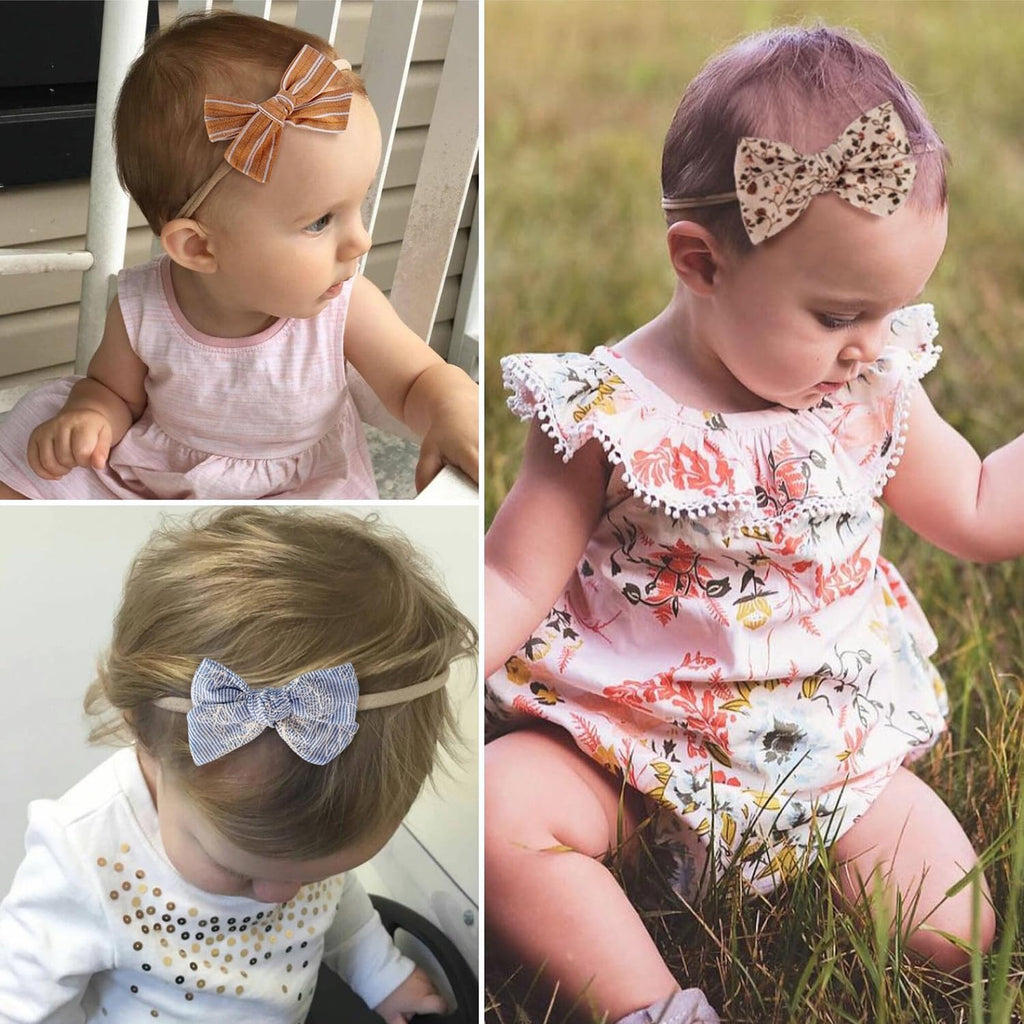 Baby Girl Headbands and Bows, Newborn Infant Toddler Nylon Hairbands Hair Accessories