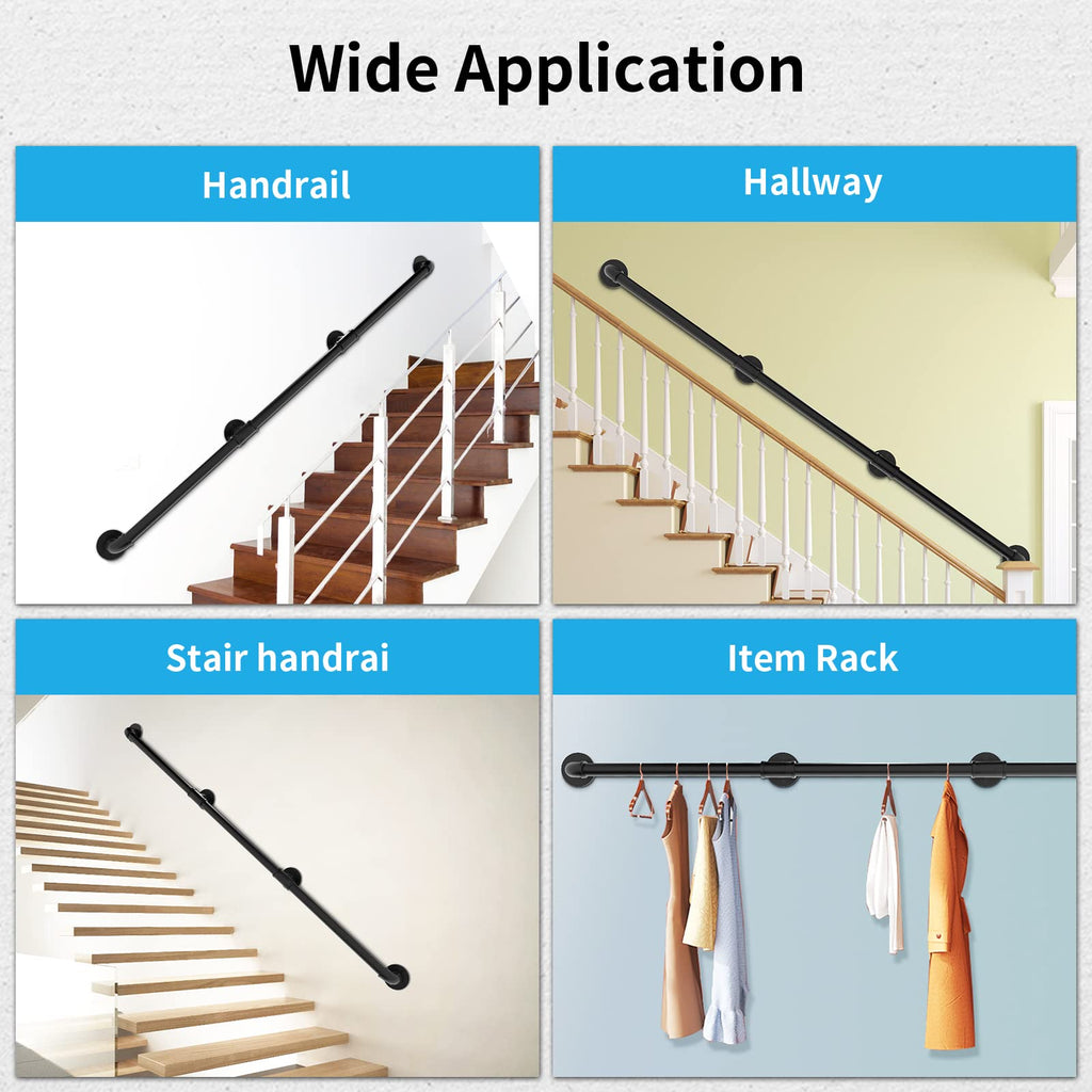 Pipe Stair Handrail 9FT, Industrial Staircase Railing 1.25 in Tube Diameter