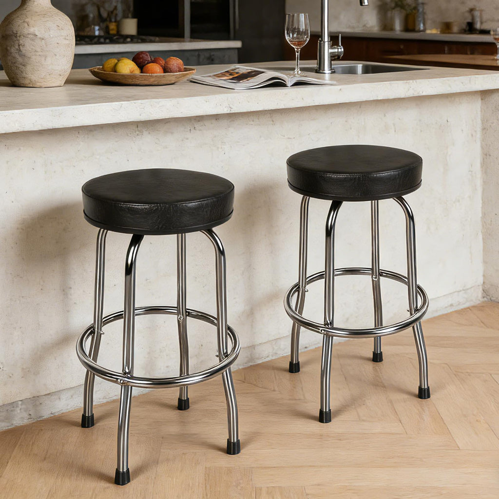 Swivel Bar Stool with Footrest, Padded Seat
