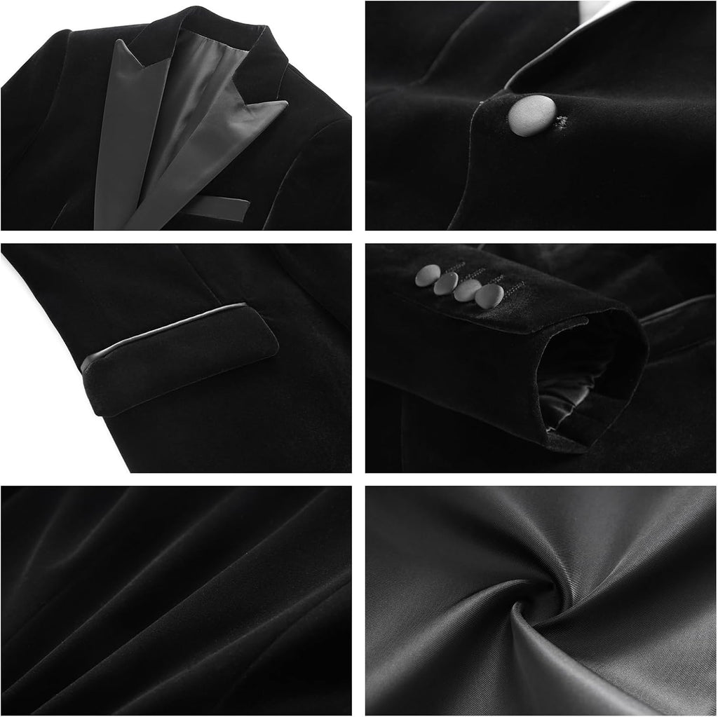 Boys Tuxedo Suit 3 Piece Kids Velvet Formal Suit Set for Prom