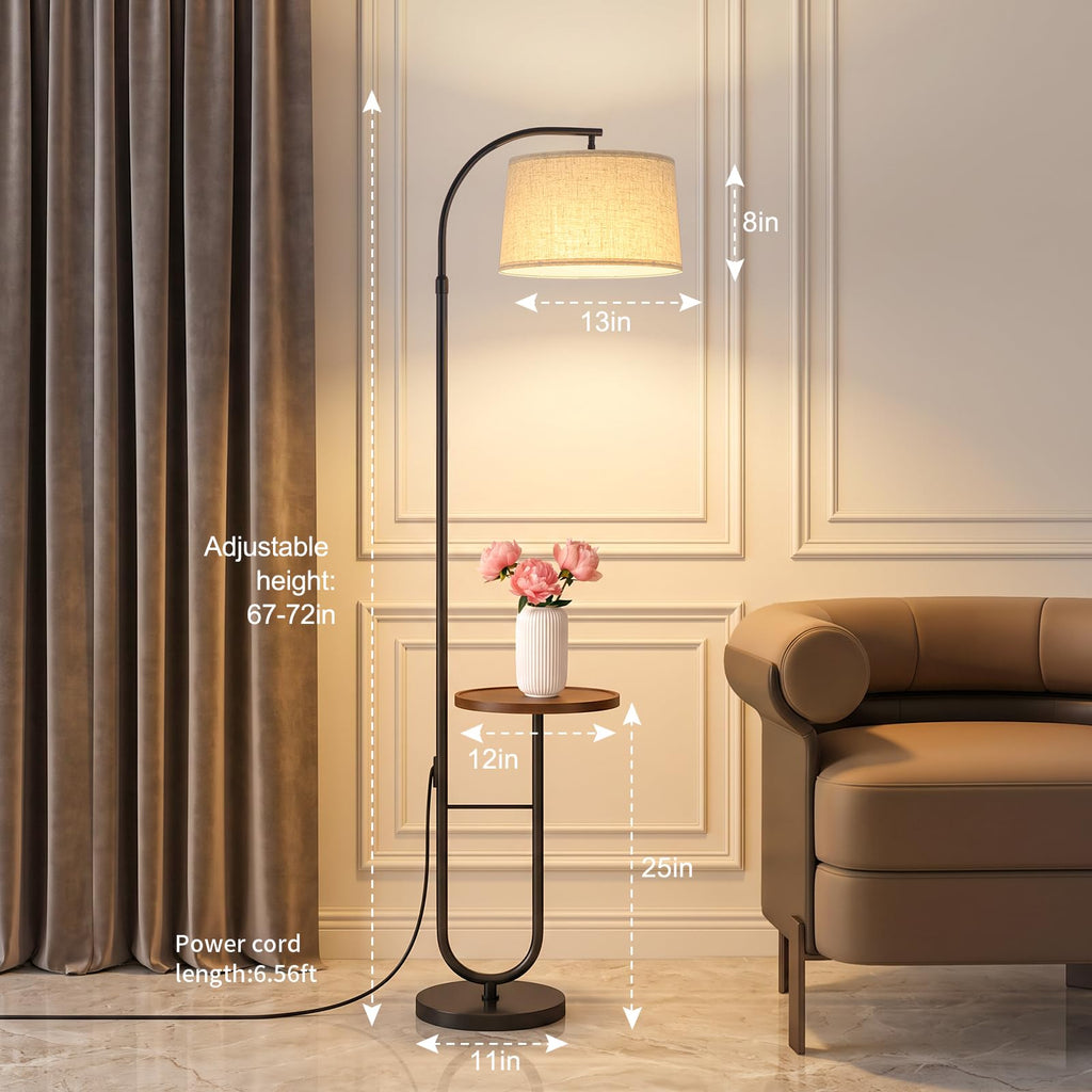 Modern Arc Floor Lamp, Adjustable Height, 3-Color Bulb