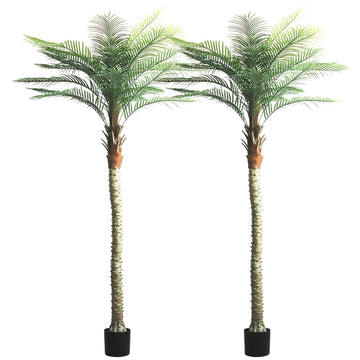 2-Pack 9ft Tall Artificial Palm Trees for Outdoors - Large Phoenix Palm, UV-Resistant, Large Fake Sago Palm Trees