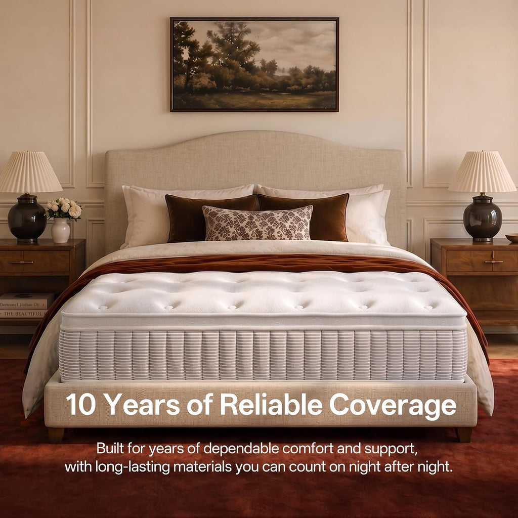 King Size Mattress, 12 Inch Hybrid Mattress with Memory Foam , Medium Firm, | Hybrid Comfort, Medium Zoned Support