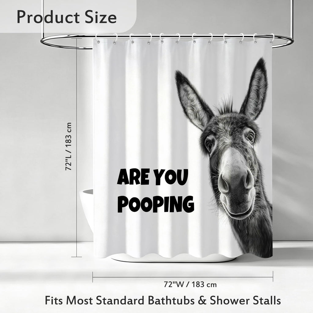 Funny Donkey are You Pooping Novelty Hilarious Whimsical Rustic Farmhouse Black and White Bathroom Bath Decor Bathtub