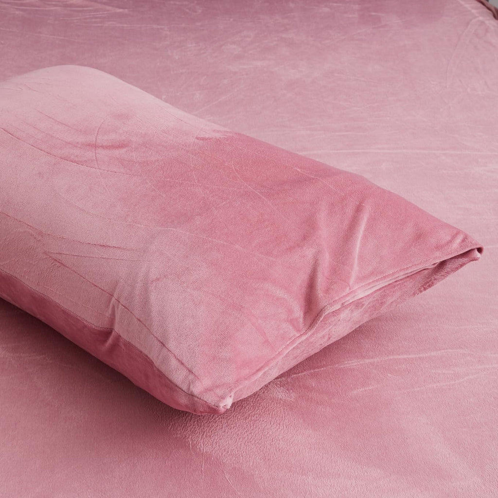 Crystal Velvet Duvet Cover Set Blush Pink Soft Warm Flannel Bedding