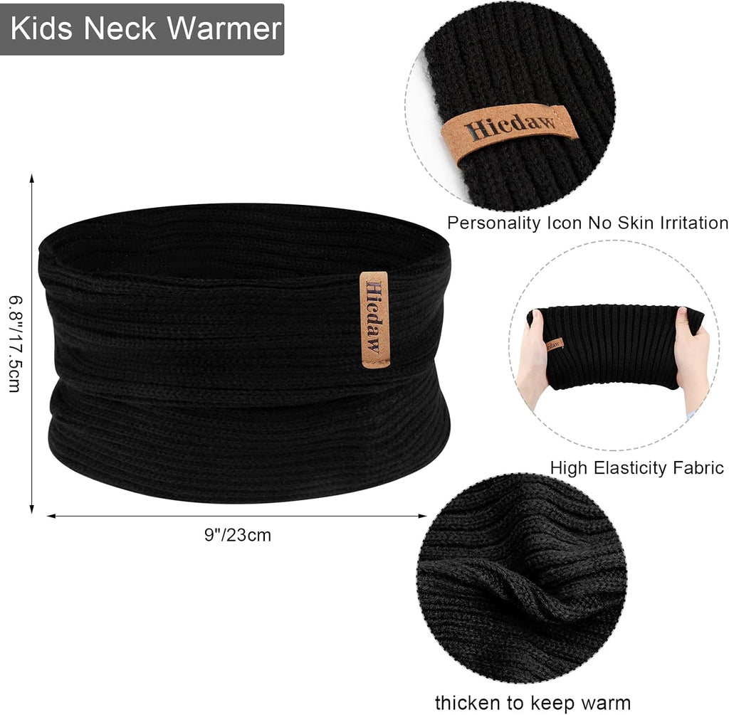 Kids Winter Hats Gloves Scarf Set Touchscreen Glove With Removable Pompom Fleece Lined Toddler Beanie Hat for Boy Girl