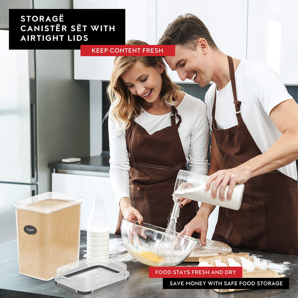 Extra Large Flour and Sugar Storage Containers 6.5L/220 Fl. oz; Set of 2 Plastic Bulk Airtight Food Storage Rice