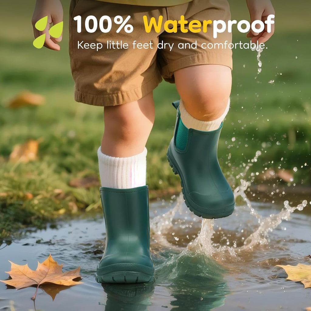 Toddler Rain Boots for Boys Girls Kids Waterproof Rubber Shoes