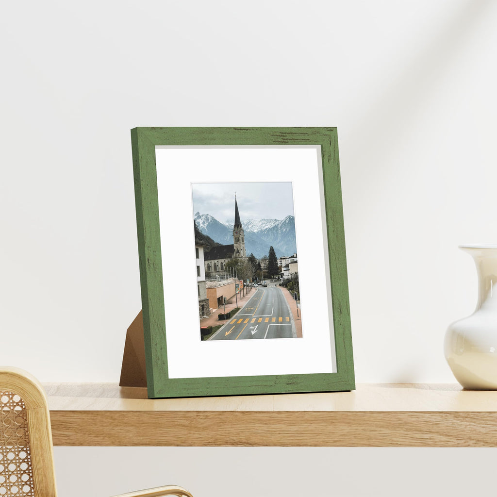 8x10 Picture Frames Set of 9, Wall & Tabletop, Rustic Green
