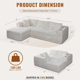Boneless Couches for Living Room,Modular Sectional Sofa with 2 Cup Holders,Memory Foam Cloud Couch with L Shaped